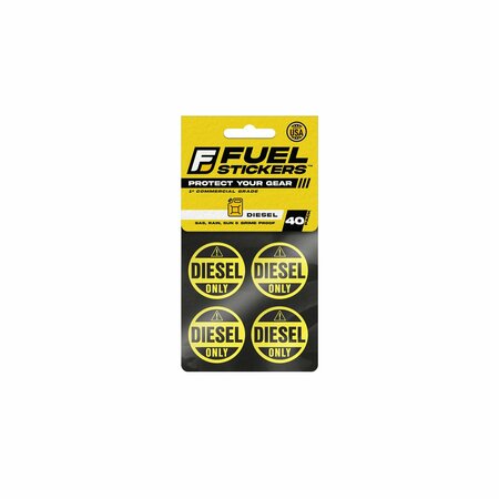 FUEL STICKERS Diesel Sticker, Fuel Tanks & Outdoor Power Equipment - Heavy-Duty, Extreme Stick, 1in Dia, 40PK Z-1RDO-40PK